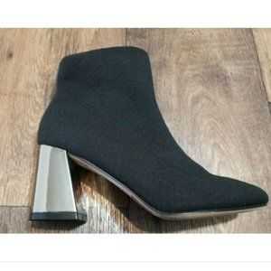 BCBGeneration Alia Black Textile Ankle Boots Booties Mirrored Block Heels